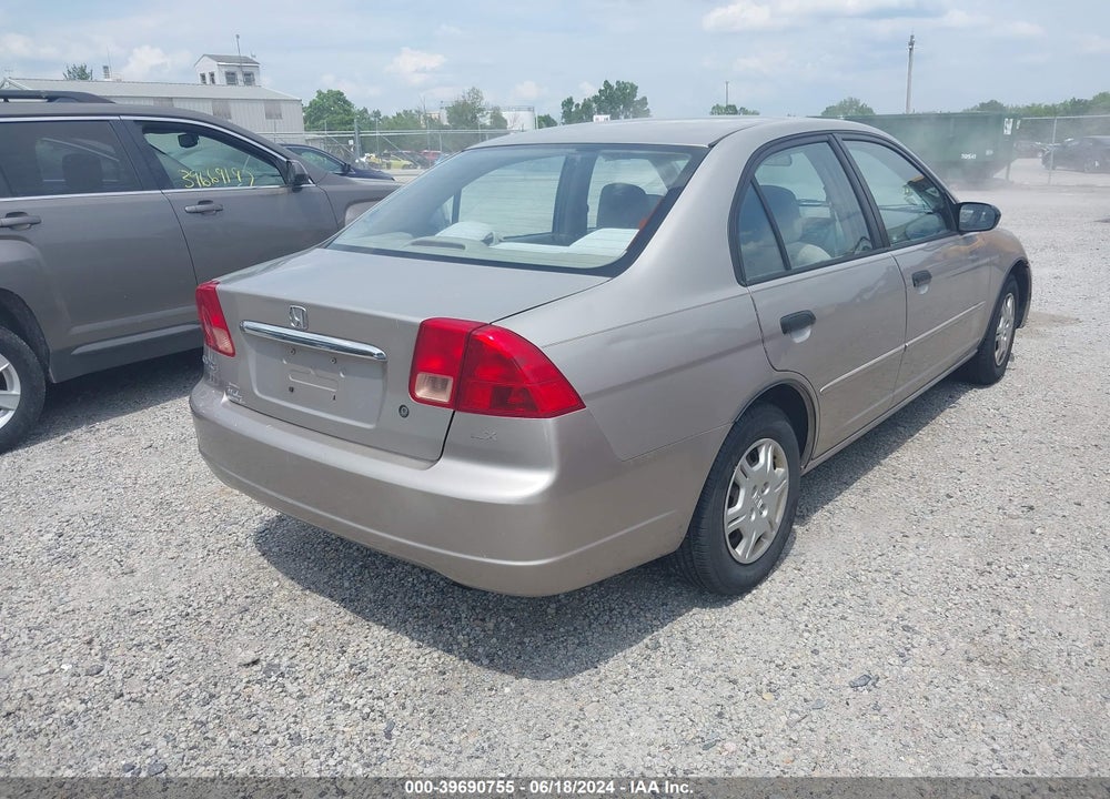2001 HONDA CIVIC LX VIN: 1HGES16531L054208