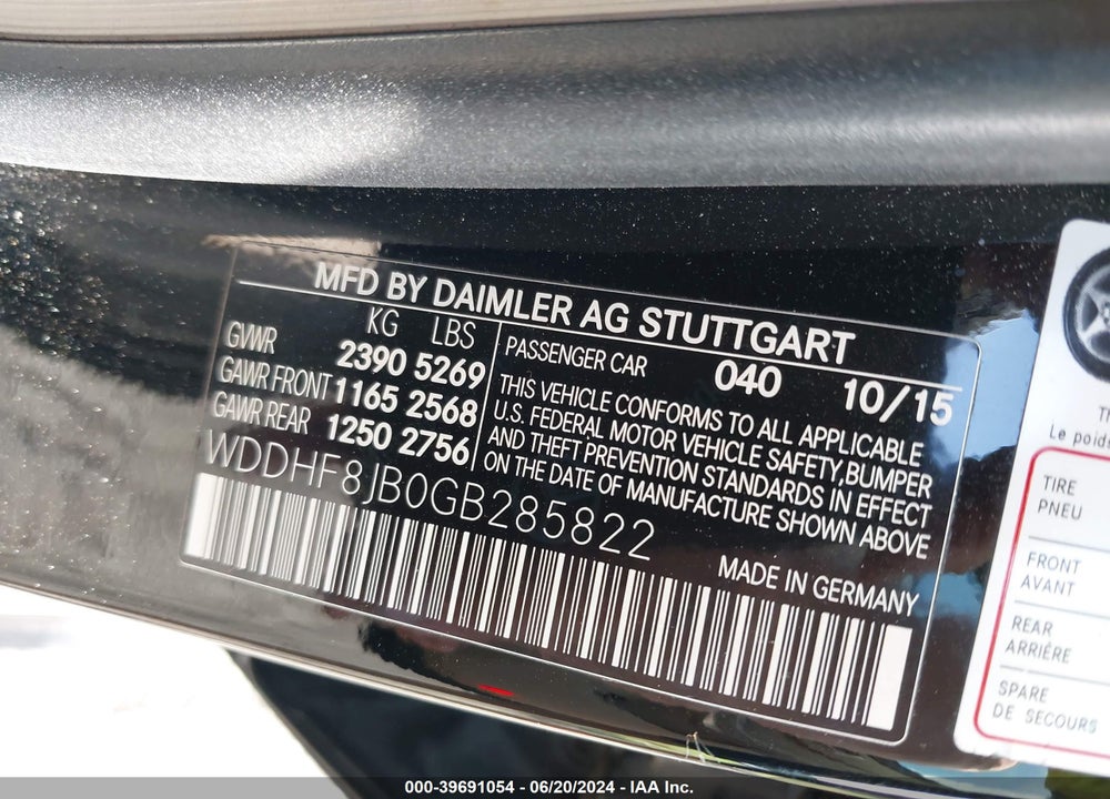 2016 MERCEDES-BENZ E 350 4MATIC VIN: WDDHF8JB0GB285822