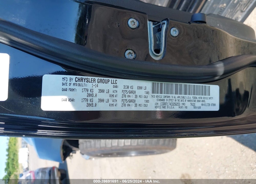 2014 RAM 1500 BIG HORN VIN: 1C6RR7LT4ES256253