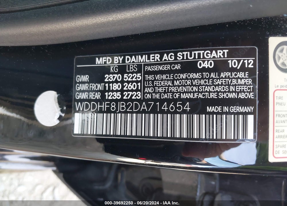 2013 MERCEDES-BENZ E 350 4MATIC VIN: WDDHF8JB2DA714654