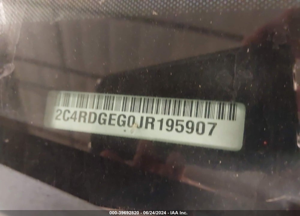 2018 DODGE GRAND CARAVAN GT VIN: 2C4RDGEG0JR195907