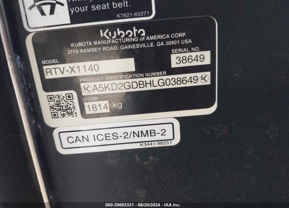 2020 OTHER --- VIN: A5KD2GDBHLG038649