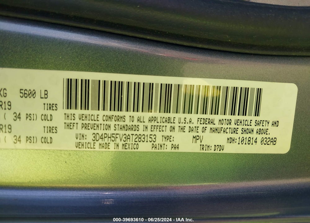 2010 DODGE JOURNEY SXT VIN: 3D4PH5FV3AT283153