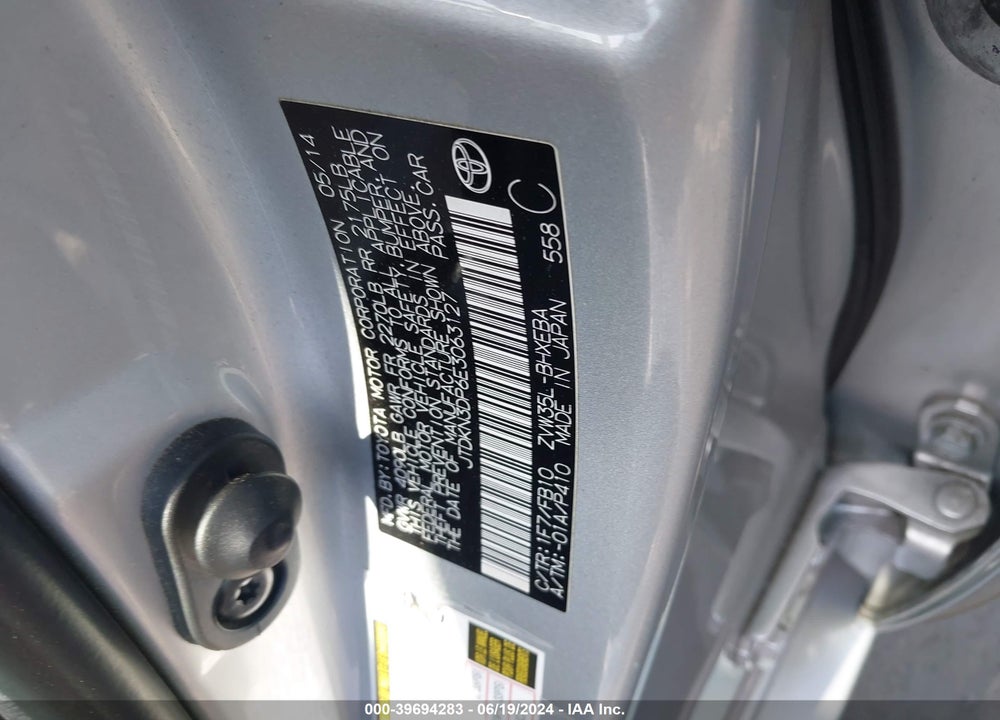 2014 TOYOTA PRIUS PLUG-IN VIN: JTDKN3DP6E3063127