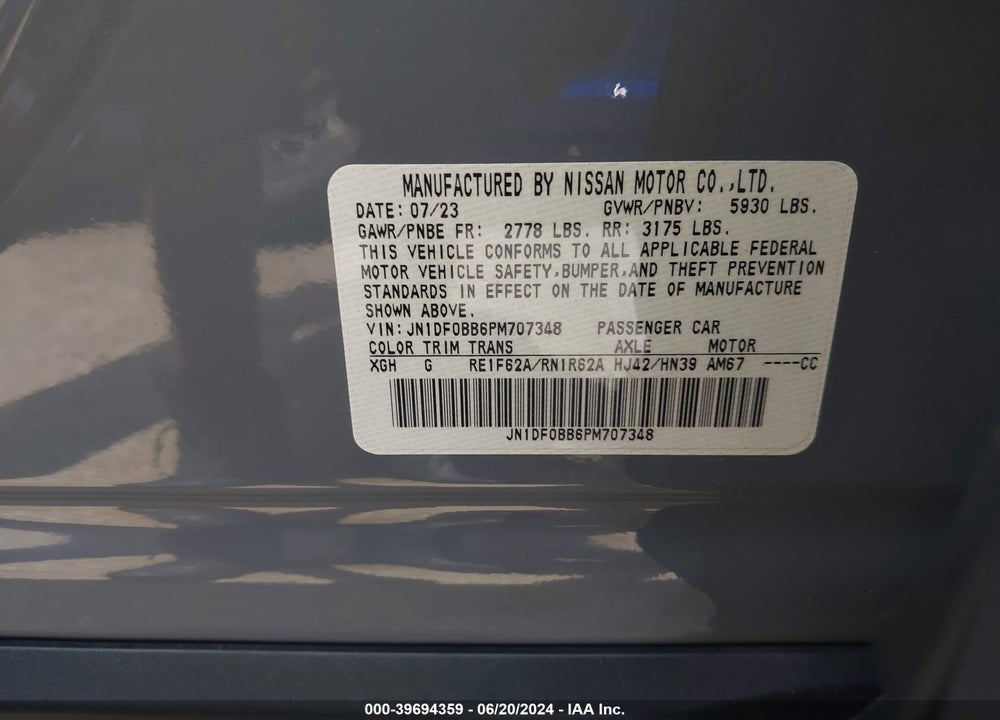 2023 NISSAN ARIYA ENGAGE VIN: JN1DF0BB6PM707348