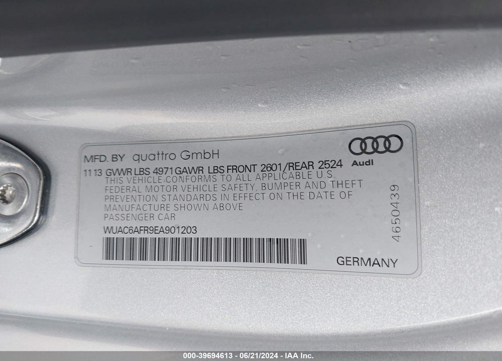 2014 AUDI RS 5 4.2 VIN: WUAC6AFR9EA901203