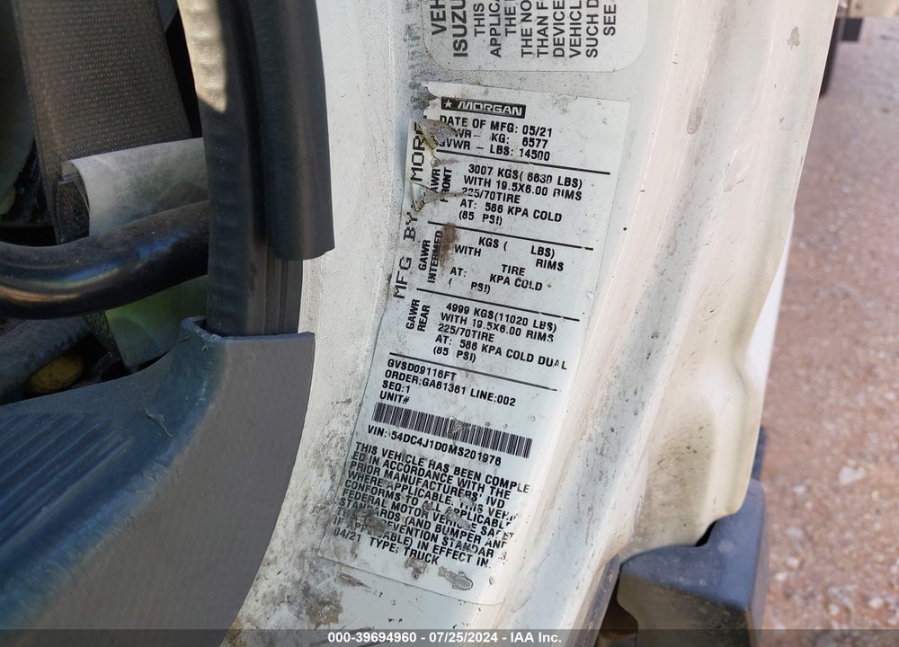 2021 ISUZU NPR HD VIN: 54DC4J1D0MS201976
