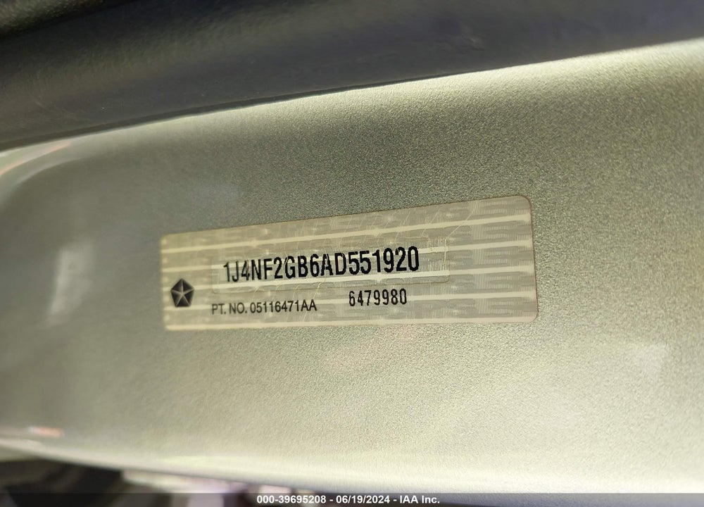 2010 JEEP PATRIOT SPORT VIN: 1J4NF2GB6AD551920