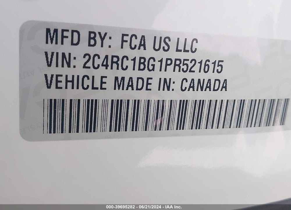 2023 CHRYSLER PACIFICA TOURING L VIN: 2C4RC1BG1PR521615