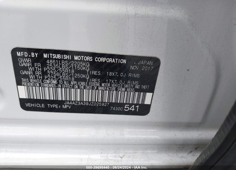 2018 MITSUBISHI OUTLANDER SEL VIN: JA4AZ3A39JZ025927