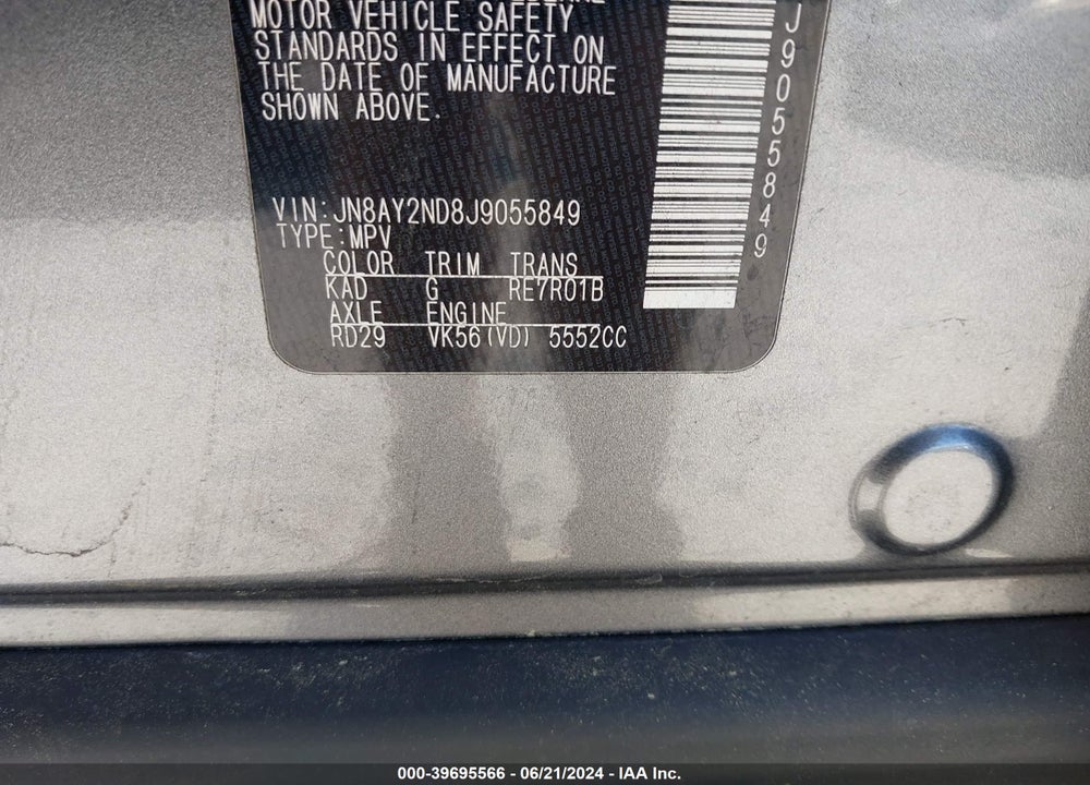 2018 NISSAN ARMADA SV VIN: JN8AY2ND8J9055849