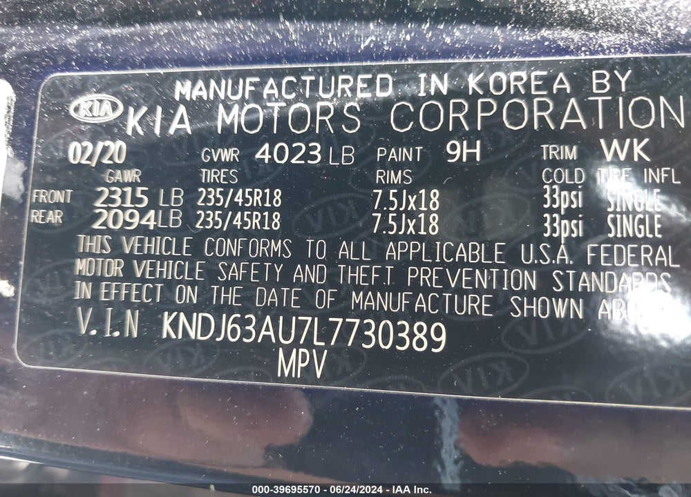 2020 KIA SOUL GT LINE VIN: KNDJ63AU7L7730389