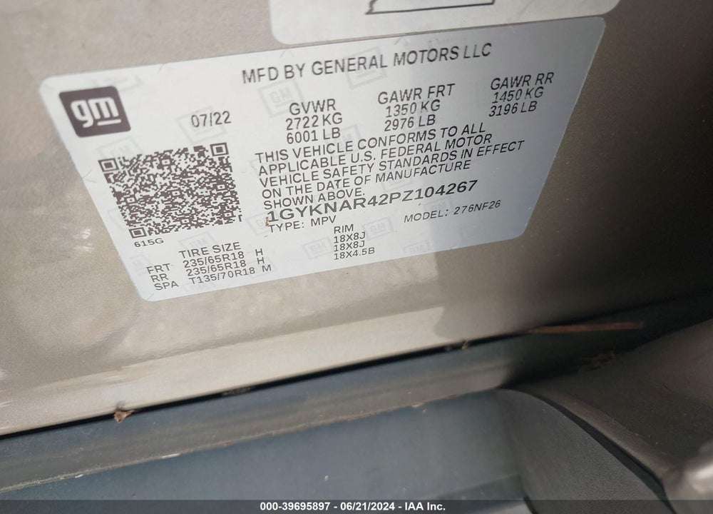 2023 CADILLAC XT5 FWD LUXURY VIN: 1GYKNAR42PZ104267
