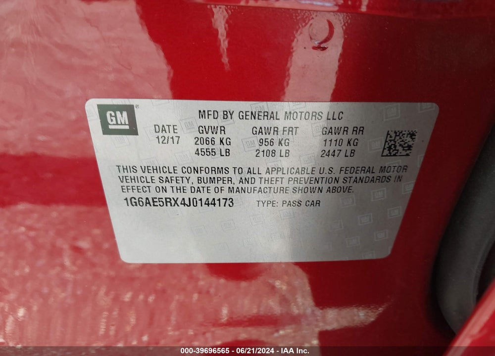 2018 CADILLAC ATS STANDARD VIN: 1G6AE5RX4J0144173