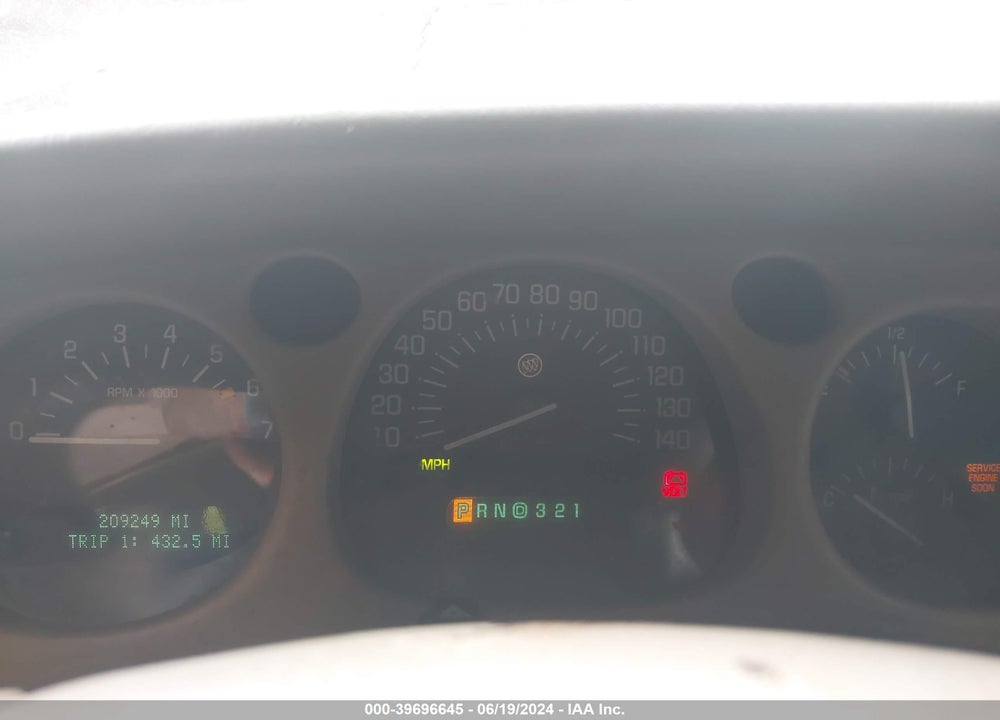 2001 BUICK LESABRE LIMITED VIN: 1G4HR54KX1U251812