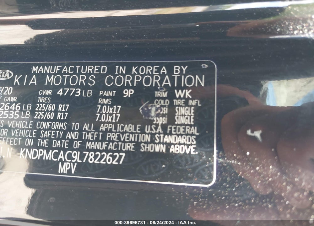 2020 KIA SPORTAGE LX VIN: KNDPMCAC9L7822627