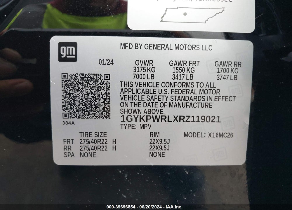 2024 CADILLAC LYRIQ SPORT W/1SK VIN: 1GYKPWRLXRZ119021