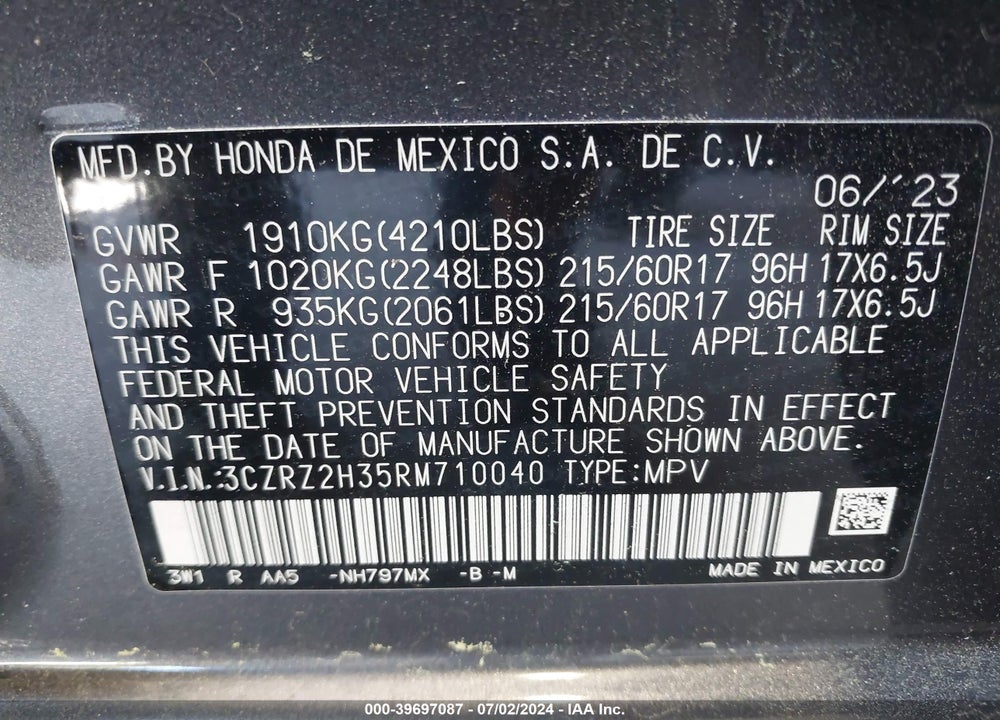 2024 HONDA HR-V AWD LX VIN: 3CZRZ2H35RM710040