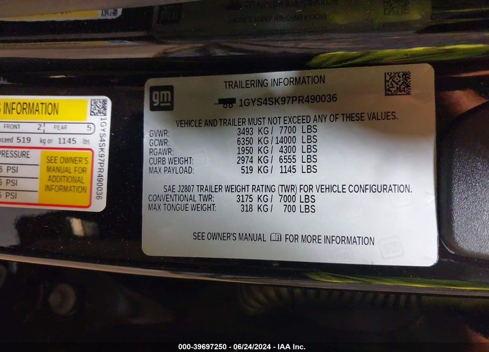 2023 CADILLAC ESCALADE ESV 4WD V-SERIES VIN: 1GYS4SK97PR490036