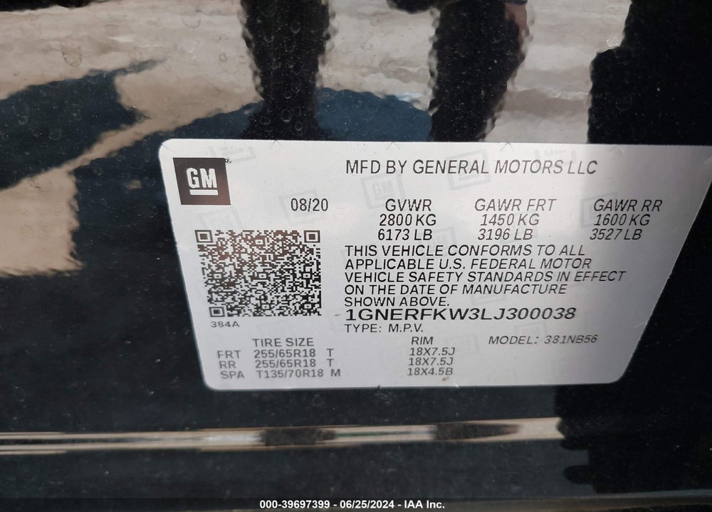 2020 CHEVROLET TRAVERSE FWD LS VIN: 1GNERFKW3LJ300038