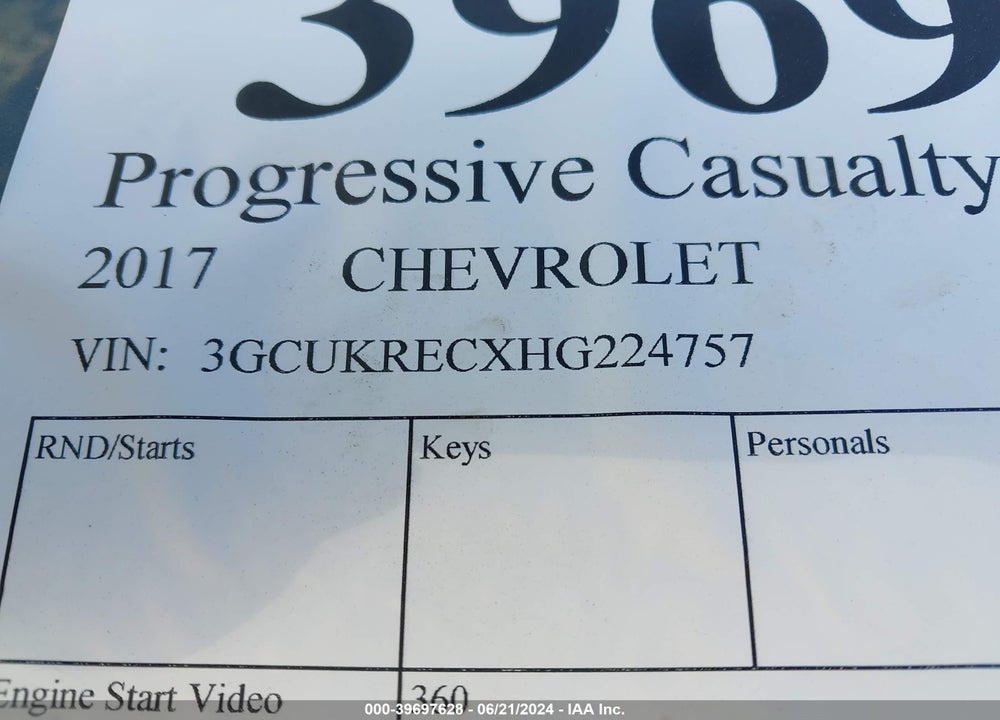 2017 CHEVROLET SILVERADO 1500 1LT VIN: 3GCUKRECXHG224757