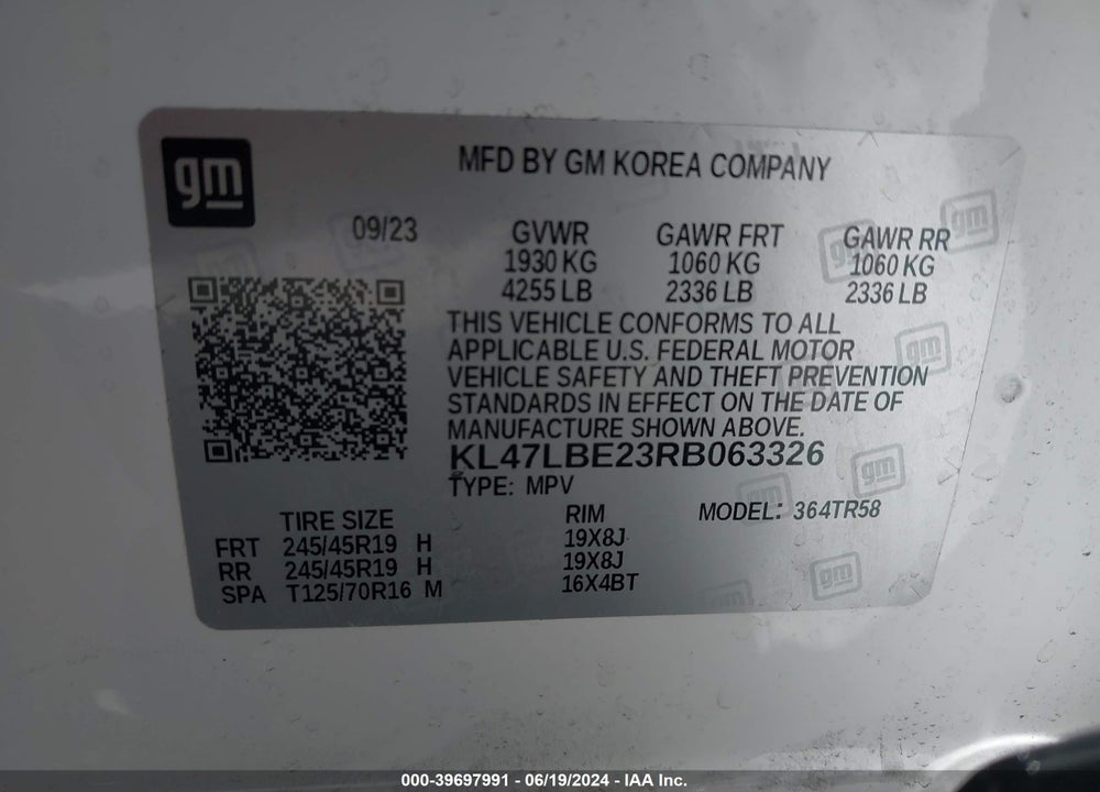 2024 BUICK ENVISTA SPORT TOURING FWD VIN: KL47LBE23RB063326