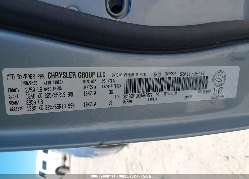 2013 DODGE JOURNEY R/T VIN: 3C4PDDFG8DT669074