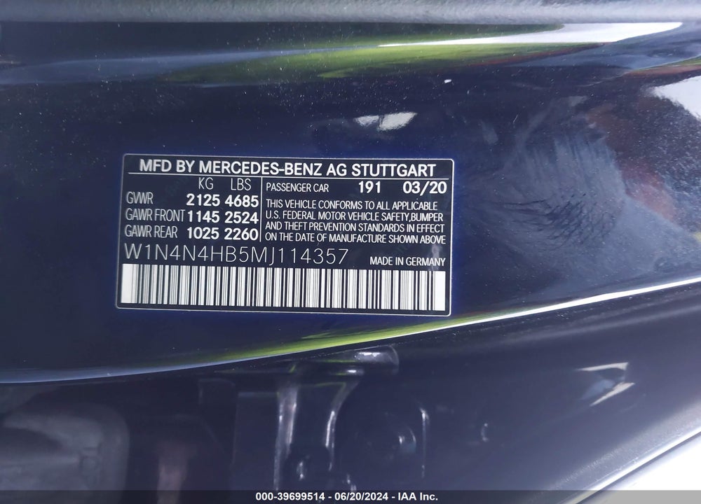2021 MERCEDES-BENZ GLA 250 4MATIC VIN: W1N4N4HB5MJ114357