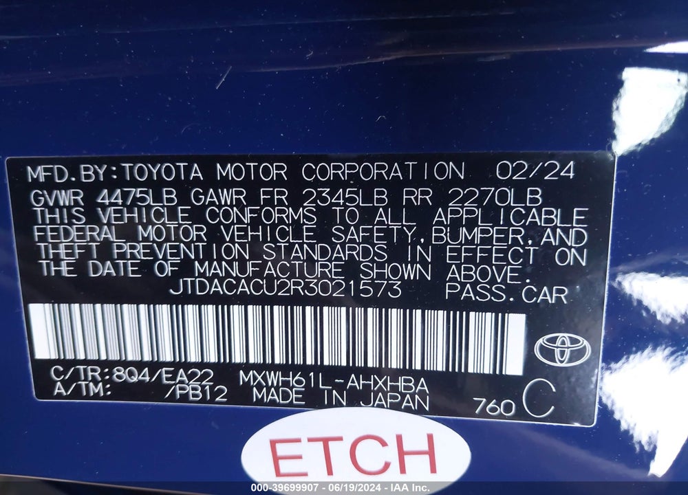 2024 TOYOTA PRIUS PRIME XSE PREMIUM VIN: JTDACACU2R3021573