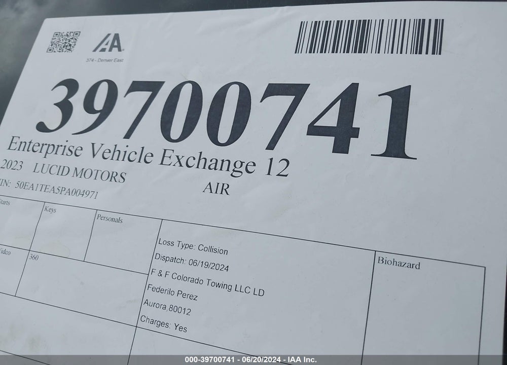 2023 LUCID AIR TOURING VIN: 50EA1TEA5PA004971