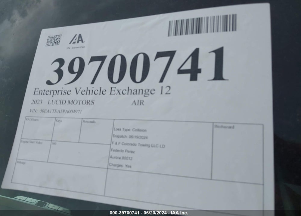 2023 LUCID AIR TOURING VIN: 50EA1TEA5PA004971