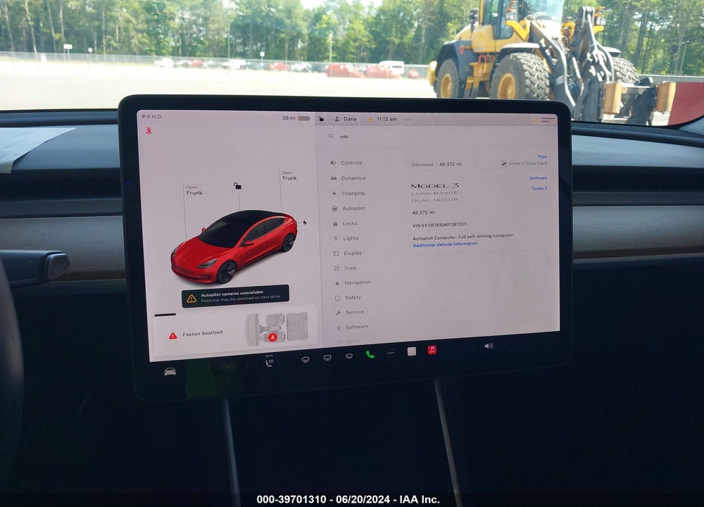 2019 TESLA MODEL 3 LONG RANGE/PERFORMANCE VIN: 5YJ3E1EB9KF387201