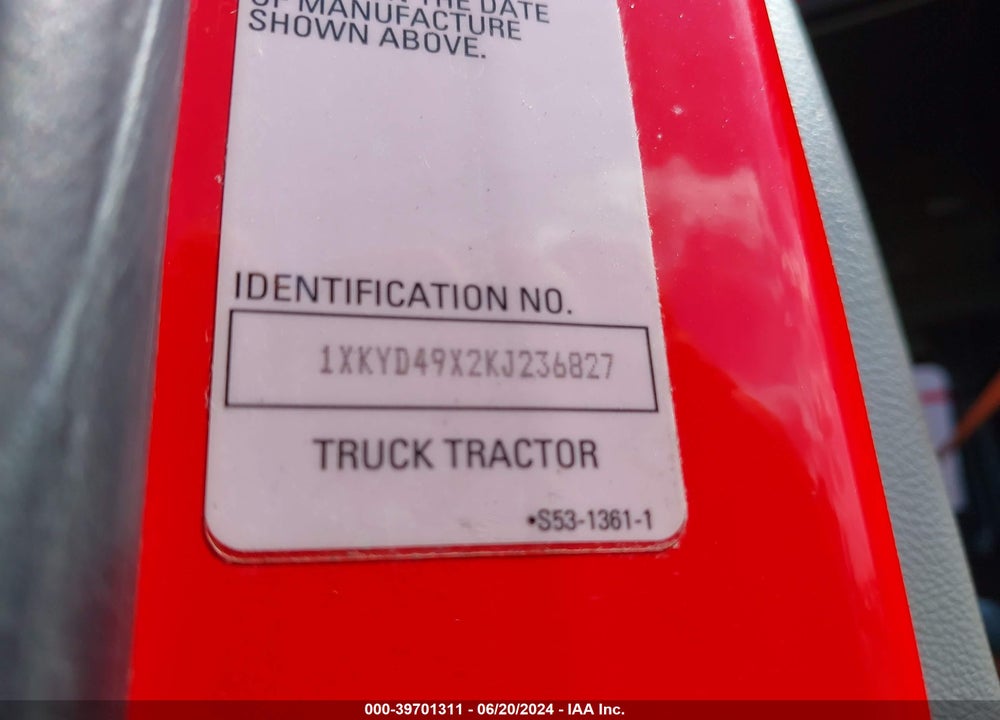 2019 KENWORTH T680 VIN: 1XKYD49X2KJ236827