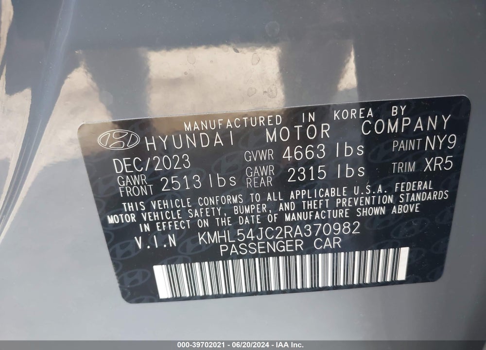 2024 HYUNDAI SONATA N LINE VIN: KMHL54JC2RA370982
