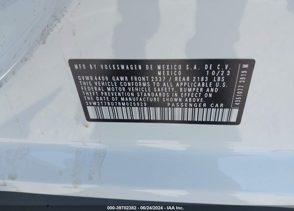 2024 VOLKSWAGEN JETTA GLI 2.0T AUTOBAHN VIN: 3VW2T7BU7RM025929