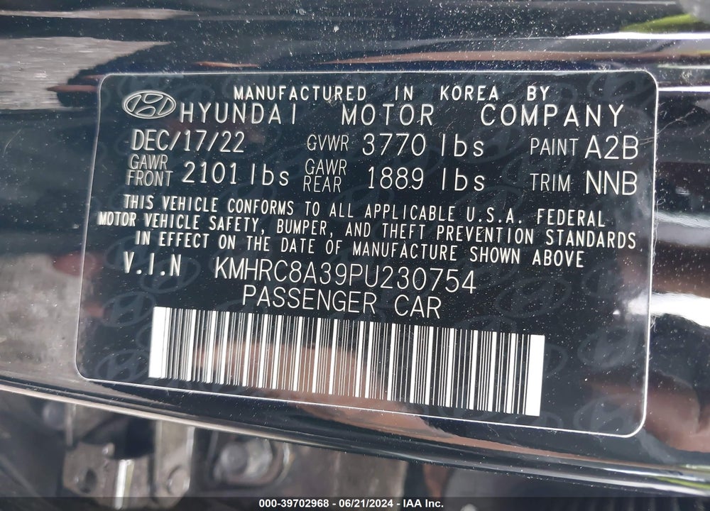 2023 HYUNDAI VENUE SEL VIN: KMHRC8A39PU230754