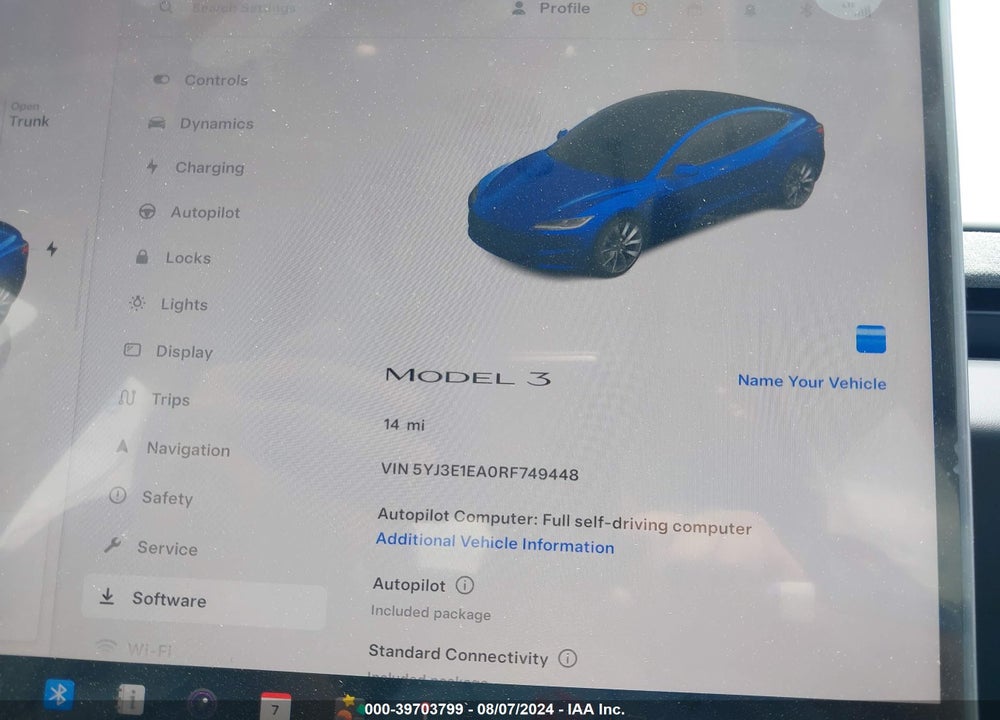 2024 TESLA MODEL 3 REAR-WHEEL DRIVE VIN: 5YJ3E1EA0RF749448