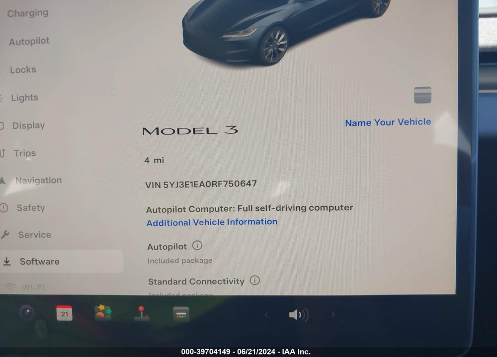 2024 TESLA MODEL 3 REAR-WHEEL DRIVE VIN: 5YJ3E1EA0RF750647