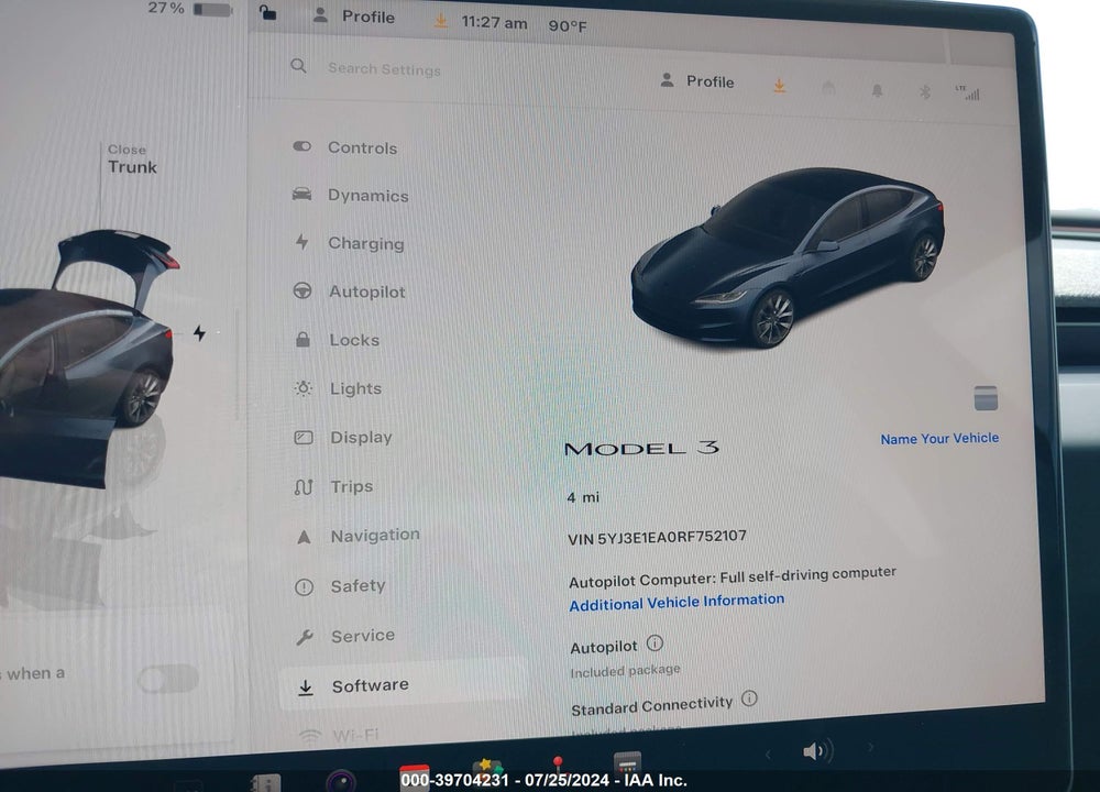 2024 TESLA MODEL 3 REAR-WHEEL DRIVE VIN: 5YJ3E1EA0RF752107