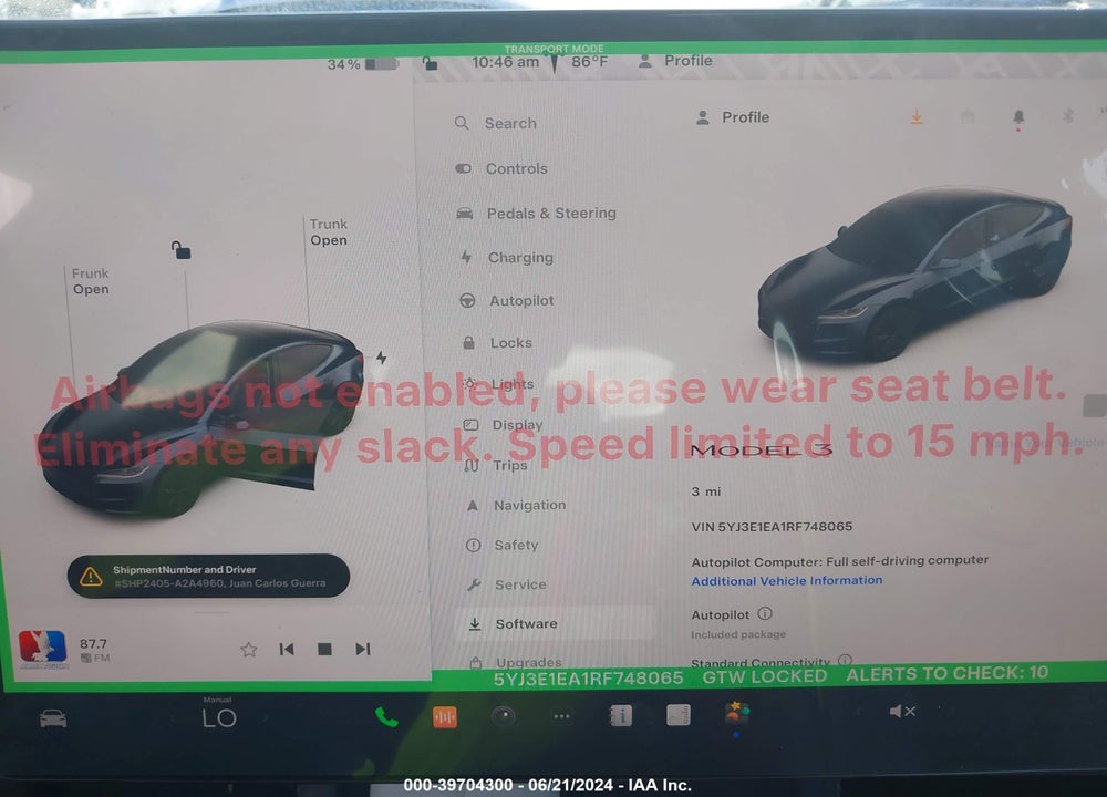2024 TESLA MODEL 3 REAR-WHEEL DRIVE VIN: 5YJ3E1EA1RF748065