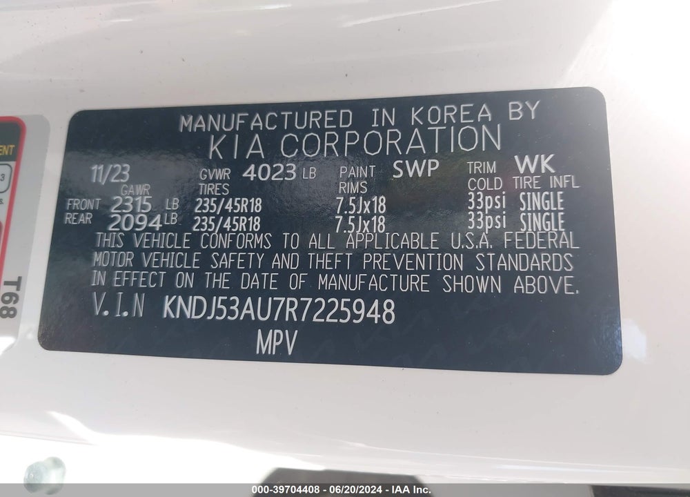 2024 KIA SOUL GT LINE VIN: KNDJ53AU7R7225948