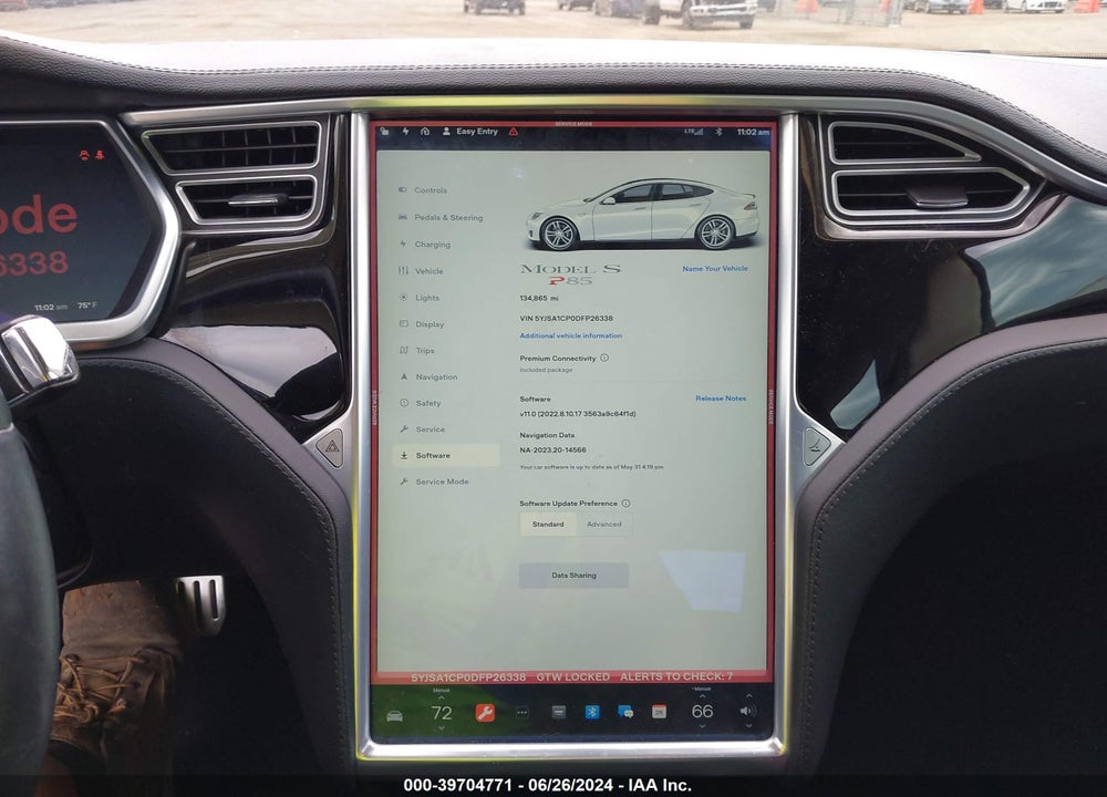 2013 TESLA MODEL S PERFORMANCE VIN: 5YJSA1CP0DFP26338
