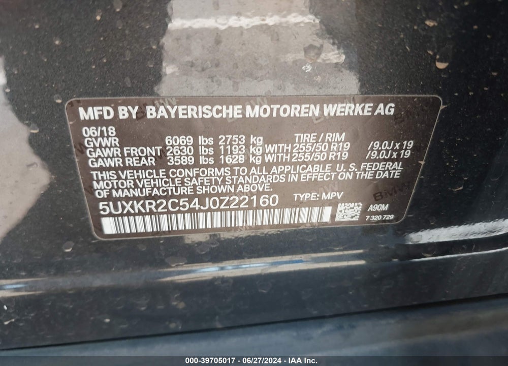 2018 BMW X5 SDRIVE35I VIN: 5UXKR2C54J0Z22160