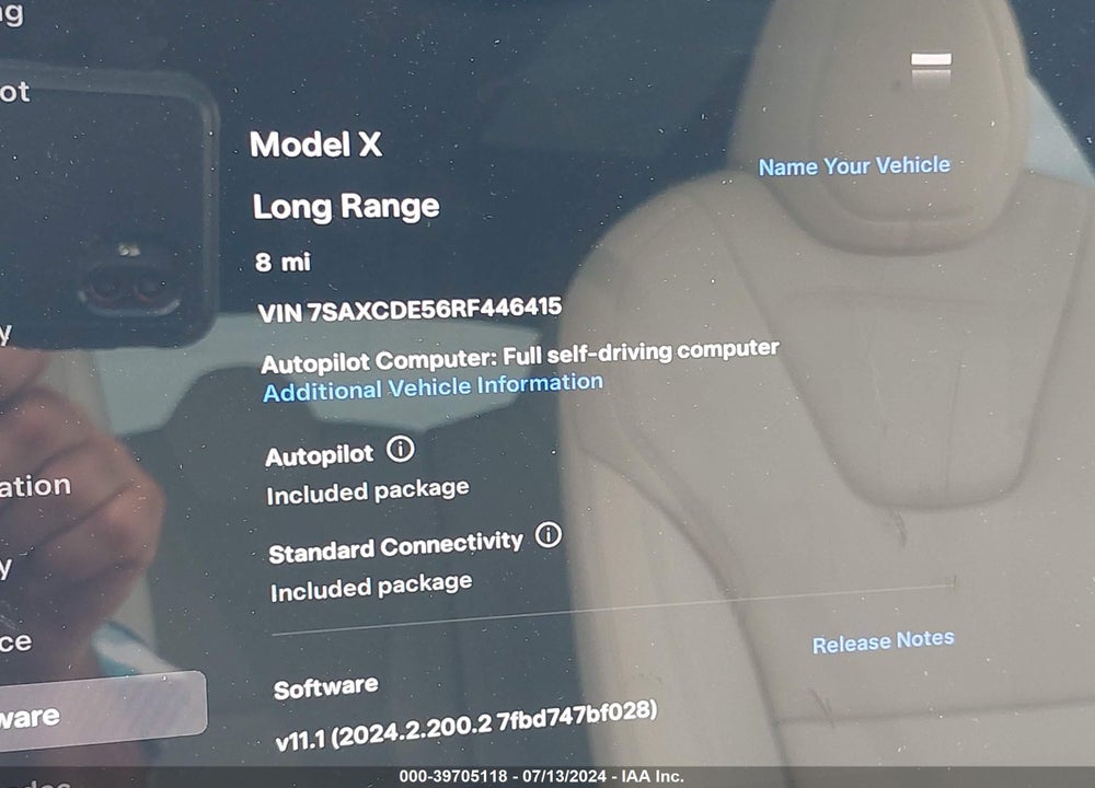 2024 TESLA MODEL X LONG RANGE VIN: 7SAXCDE56RF446415