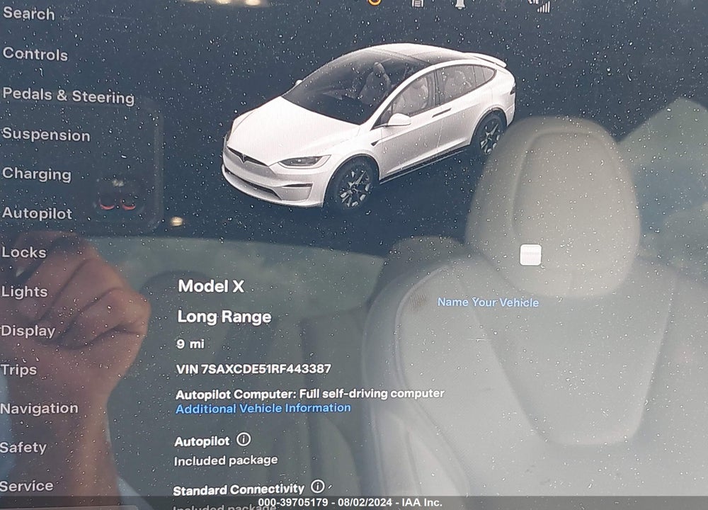 2024 TESLA MODEL X LONG RANGE VIN: 7SAXCDE51RF443387