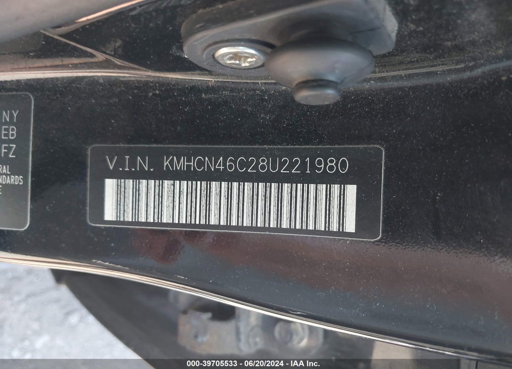 2008 HYUNDAI ACCENT GLS VIN: KMHCN46C28U221980