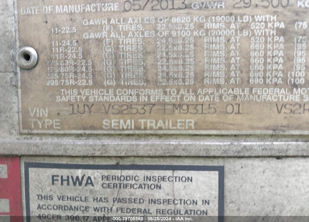 2014 UTILITY TRAILER MFG --- VIN: 1UYVS2537EM931501