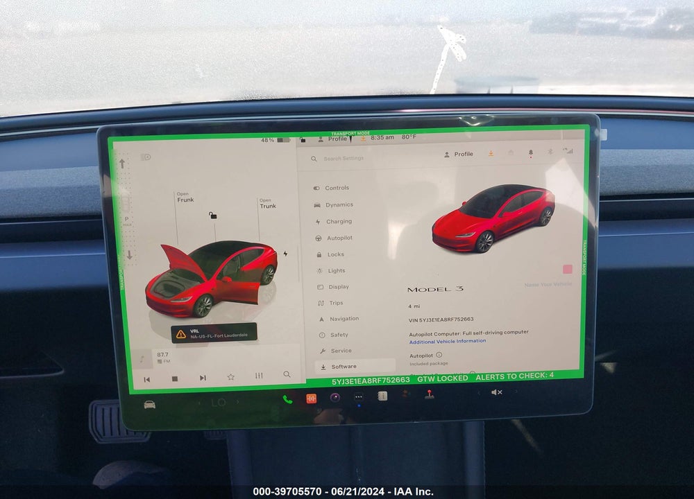 2024 TESLA MODEL 3 REAR-WHEEL DRIVE VIN: 5YJ3E1EA8RF752663