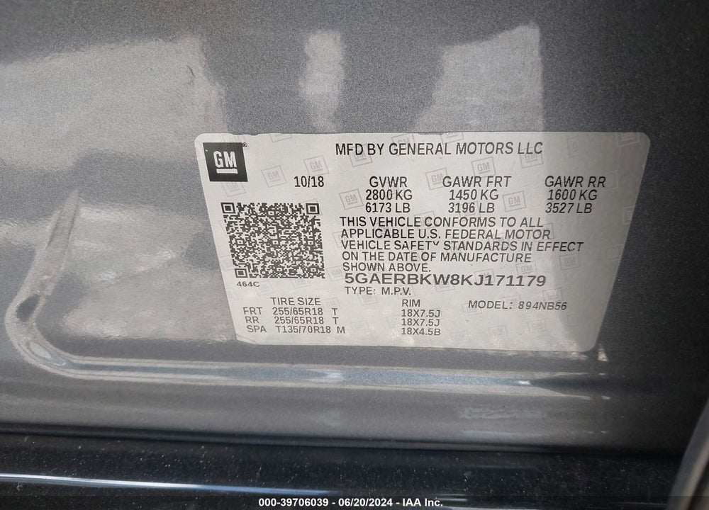 2019 BUICK ENCLAVE FWD ESSENCE VIN: 5GAERBKW8KJ171179