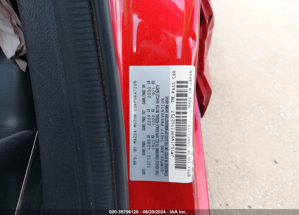 2015 MAZDA 6 I GRAND TOURING VIN: JM1GJ1W69F1162757